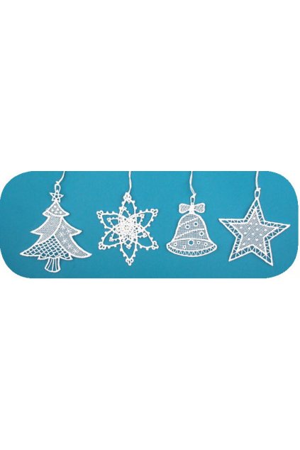 Háčkované vánoční ozdoby (zvonek,stromek,vločka,hvězda) 7cm  L2508