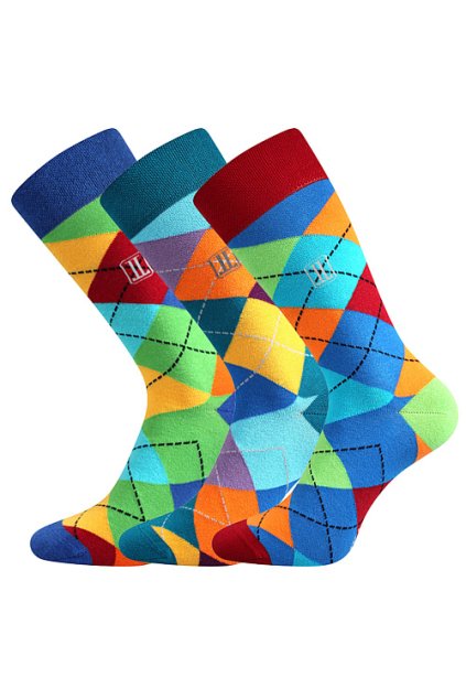 ponožky Dikarus - mix A - káro (Velikost 39-42 (26-28), 3 pár)