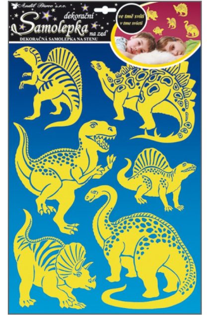 Samolepka na zeď dinosauři svítící ve tmě 41 x 29 cm  L10067