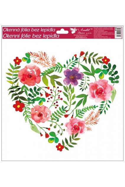 Okenní fólie s glitry srdce 30 x 30 cm    L978