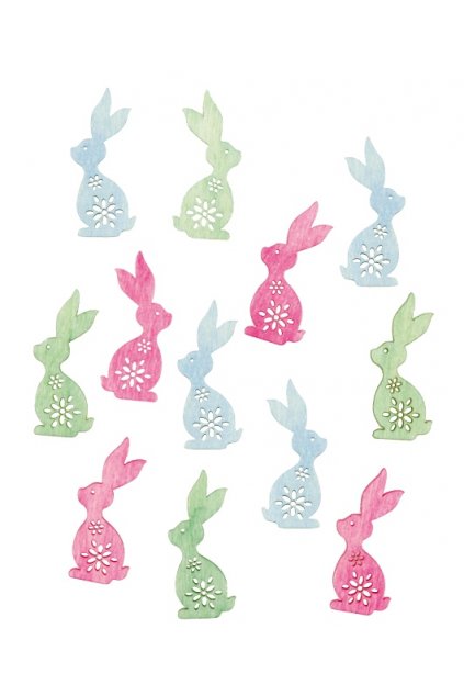 Dřevění zajíčci 4 cm, 12 ks L3934