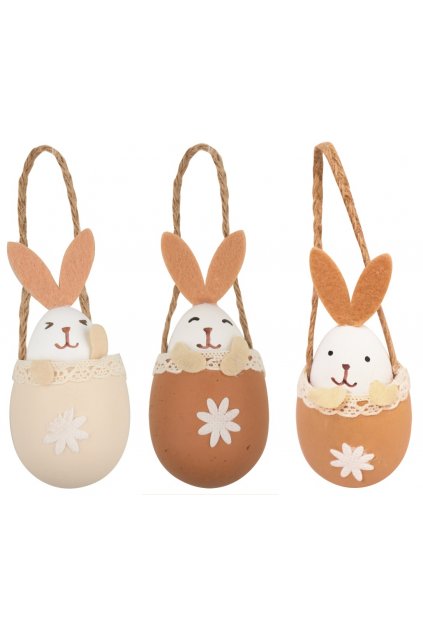 Dřevěný zajíc na zavěšení 8 cm, bílý L17126