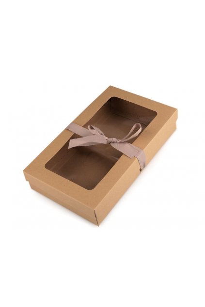 Papírová krabička s průhledem a stuhou L9780254