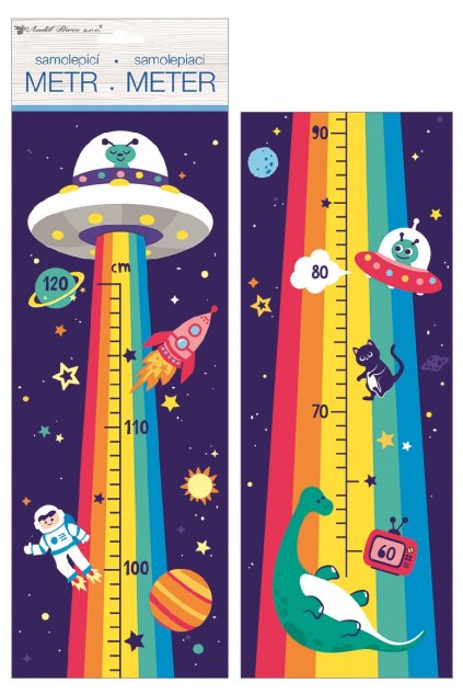 Samolepky na zeď dětský metr - duhový vesmír, do 120 cm L10295
