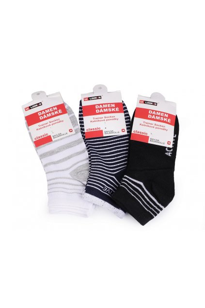3 ks dámské bavlněné ponožky kotníkové  3 ks  L9290535