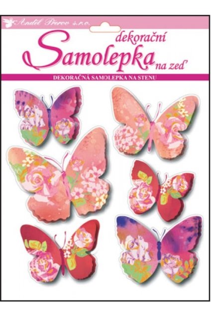 Samolepky na zeď 3D motýli s květinovým dekorem 20x20x1cm 6ks L10152