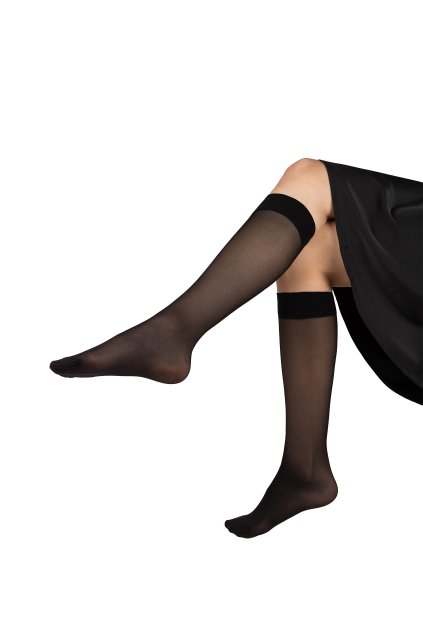 podkolenky LADY knee-socks 17 DEN / 2 páry - nero (Velikost uni, 6 ks)