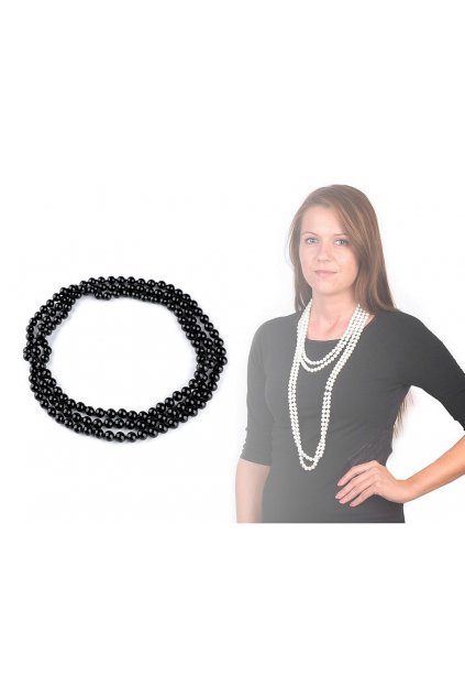 Perlový náhrdelník ve stylu 30. let L9220270 černá