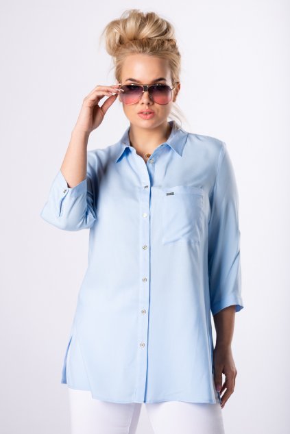 Dámská košile ze 100% bavlny – modrá M14535