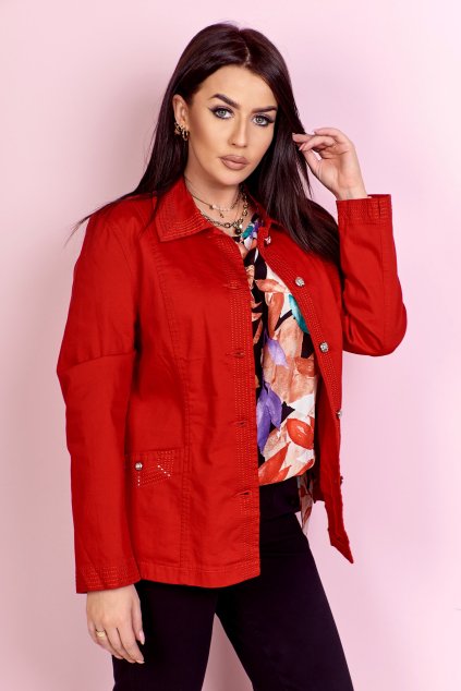 jeans zaket damska jarni bunda petrklic cervena 3