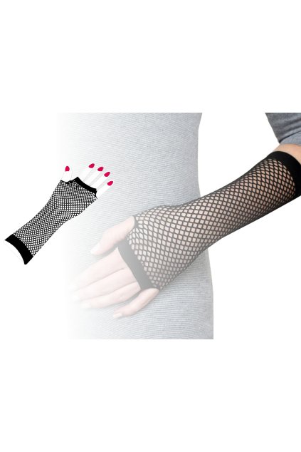 Dlouhé společenské rukavice síťované, bezprsté  L9810647