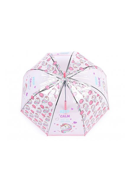 Dívčí průhledný vystřelovací deštník jednorožec L530974