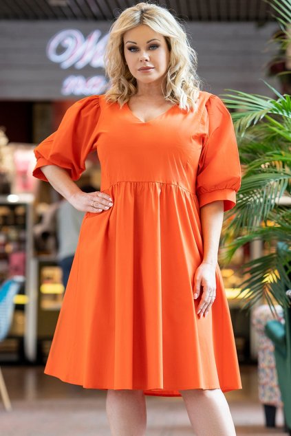 Letní šaty ze 100% bavlny Zenobia SC266 oranžové