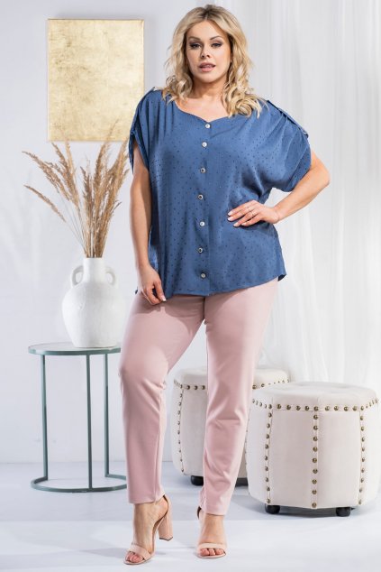 Letní propínací halenka Beniamina BA386 jeans - sleva