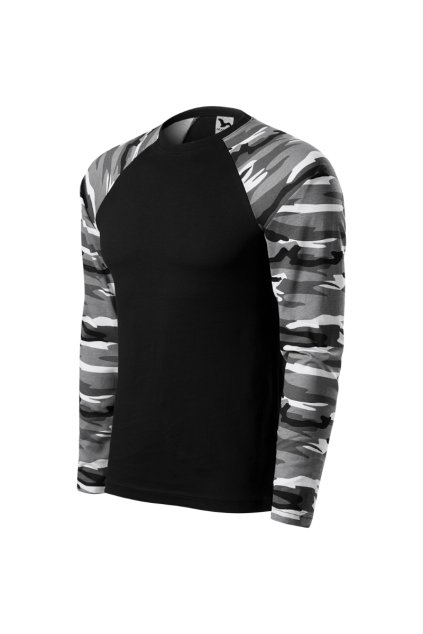 Camouflage LS Triko unisex Single Jersey, 100 % bavlna (Barva camouflage gray, Velikost - cisla,pismena XS)