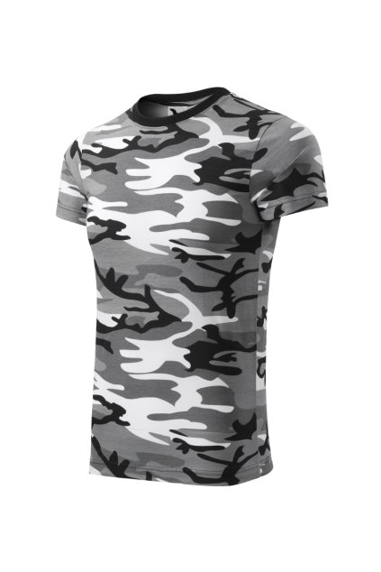 Camouflage Tričko unisex Single Jersey, 100 % bavlna (Barva camouflage gray, Velikost - cisla,pismena XS)