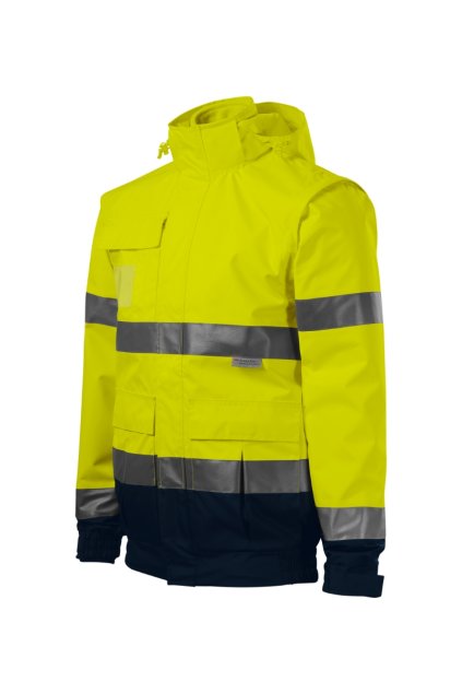 HV Guard 4 in 1 Bunda unisex Svrchní bunda: Oxford, 100 % polyester s PU úpravou, retroreflexní pruhy 3M, 210 g/m² Vnitřní bunda: Fleece, 100 % polyester, antipilingová úprava z obou stran, retroreflexní pruhy 3M, 280 g/m² (Barva fluorescenční žlutá, Velikost - cisla,pismena M)