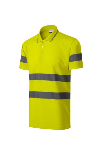 HV Runway Polokošile unisex Interlokové pique, 55 % bavlna, 45 % polyester, retroreflexní pruhy 3M (Barva fluorescenční žlutá, Velikost - cisla,pismena S)