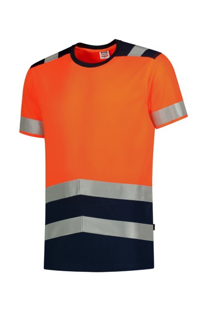 T-Shirt High Vis Bicolor Tričko unisex Birdseye, 50 % polyester, 50 % polyester Cooldry (Barva fluorescenční oranžová, Velikost - cisla,pismena S)