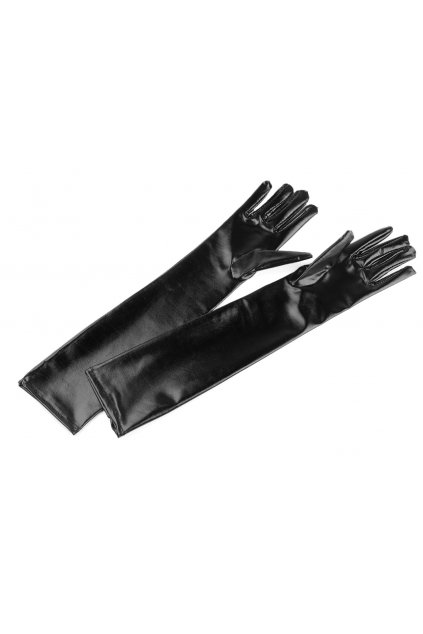 Dlouhé společenské rukavice imitace latexu L870716