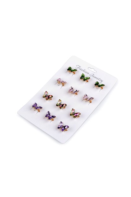 Brož s broušenými kameny motýl mini L370437