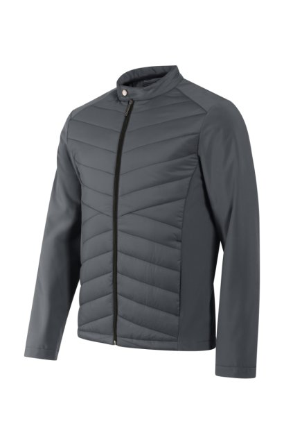 Cross Hybridní bunda pánská Plátnová vazba: 100 % polyamid, vodoodpudivá úprava Výplň: 100 % polyester Softshell: 90 % polyester, 10 % elastan, vodoodpudivá úprava, 250 g/m² Podšívka: 100 % polyester