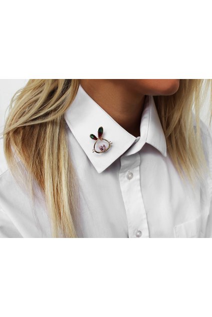 Brož s broušenými kameny zajíček L370403