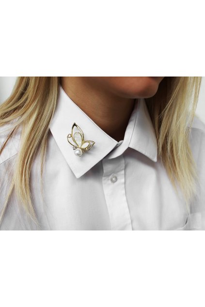 Brož motýl s perlou L370405