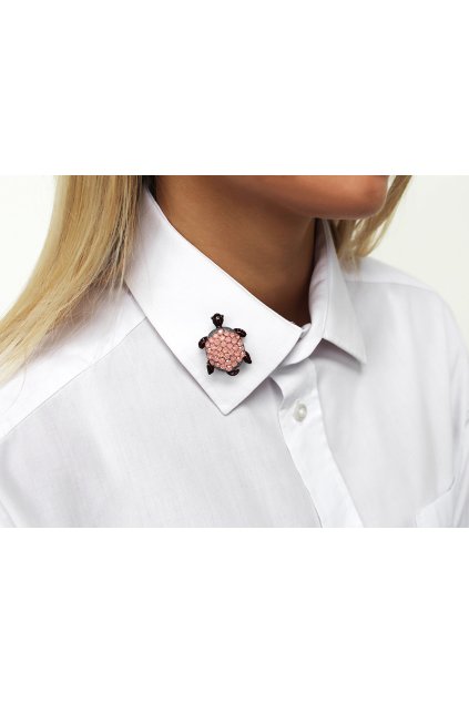 Brož s broušenými kamínky želva L370417