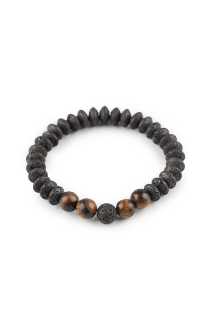 Náramek pružný z minerálů, láva, unisex L370502 (Varianta 1 černá)