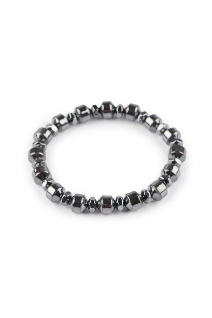 Náramek pružný hematitový, unisex L370507 (Varianta 1 šedá hematit)