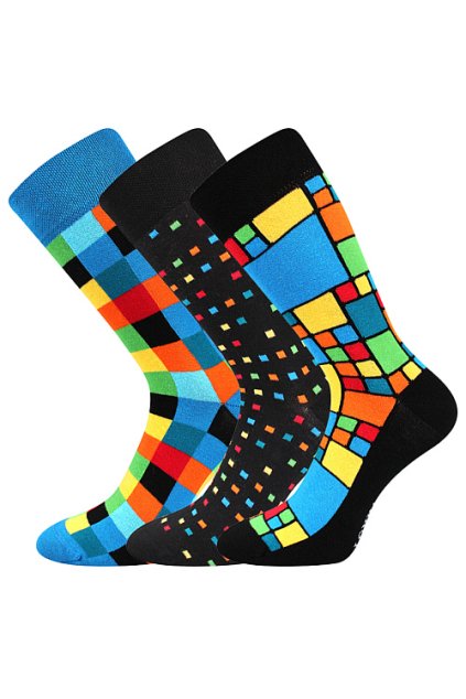 ponožky Dikarus - mix B - kostky (Velikost 39-42 (26-28), 3 pár)