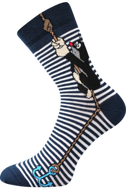 ponožky KR 111 pruhované - kotva / tmavě modrá (Velikost 35-38 (23-25), 1 pár)
