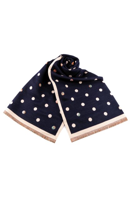 Šátek / šála typu kašmír s třásněmi, puntík 68x190 cm L870898 - skladem