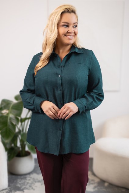 Košilová halenka lahvová zelená M14312