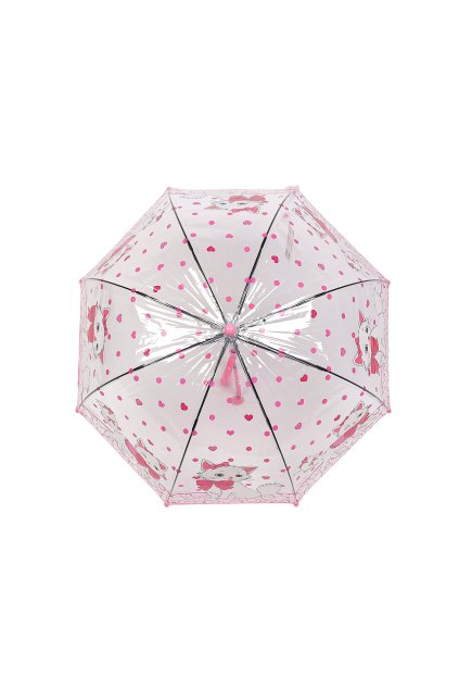 Dětský průhledný vystřelovací deštník kočka L530110 (Varianta 1 růžová sv.)