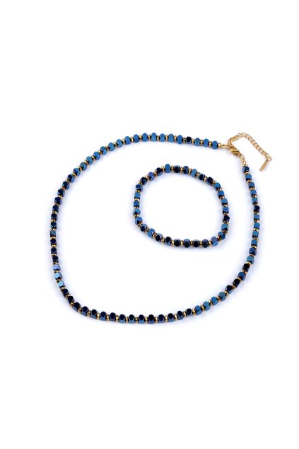 Sada náhrdelník a náramek hematitový L370204 (Varianta 1 modrá)
