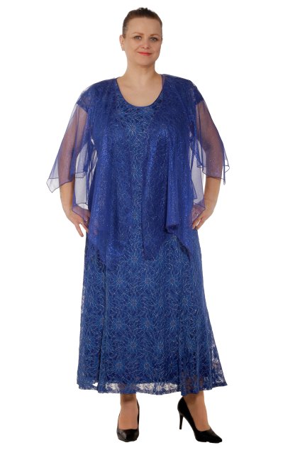 Krajkové šaty Piké chrpa 128 cm - skladem vel. 50, 56