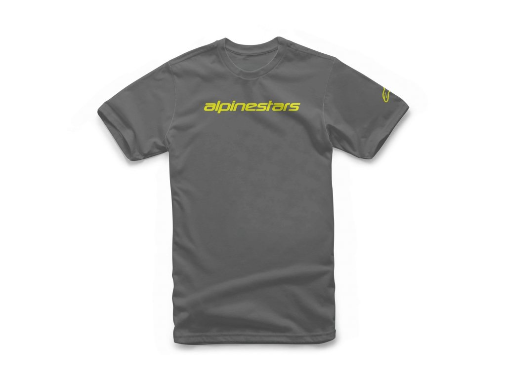 Pánské šedo-žluté tričko LINEAR WORDMARK TEE Alpinestars krátké 1212-72020 1852