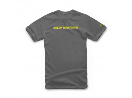 Pánské šedo-žluté tričko LINEAR WORDMARK TEE Alpinestars krátké 1212-72020 1852