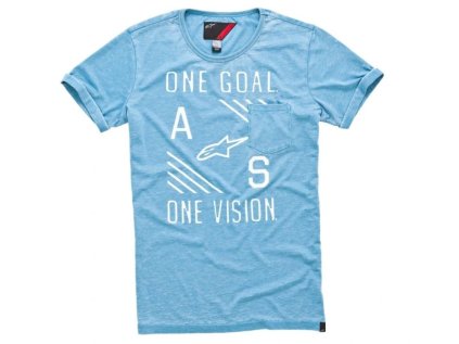 Pánské modré tričko BURNOUT SS PULL ON TEE Alpinestars krátké 1015-45001 72 (Varianta S)