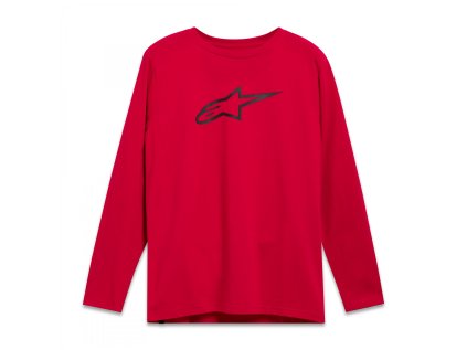 Pánské červené tričko BACKHAND LS CSF TEE Alpinestars 1244-71030 30 (Varianta S)