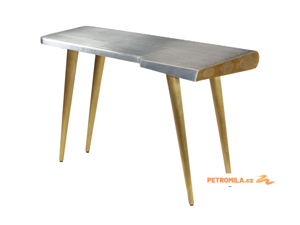 Letecký psací stůl vintage ve stylu letadla 120 x 60 x 76 cm
