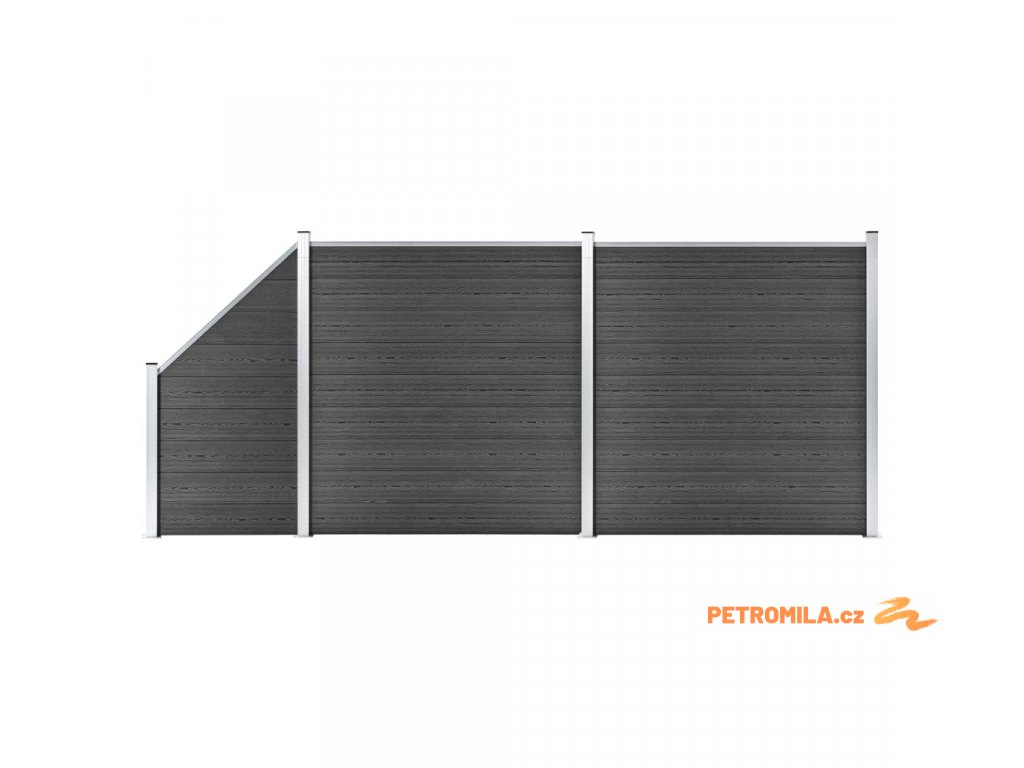Set plotového dílce WPC 446 x (105–186) cm černý