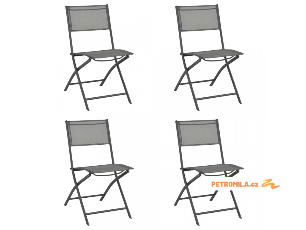 Skládací zahradní židle 4 ks šedé ocel a textilen