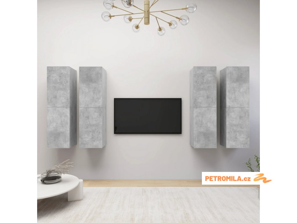 TV skříňky 4 ks betonově šedé 30,5 x 30 x 110 cm dřevotříska