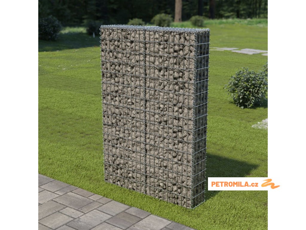 Gabionová zeď s víky z pozinkované oceli 100 x 20 x 150 cm