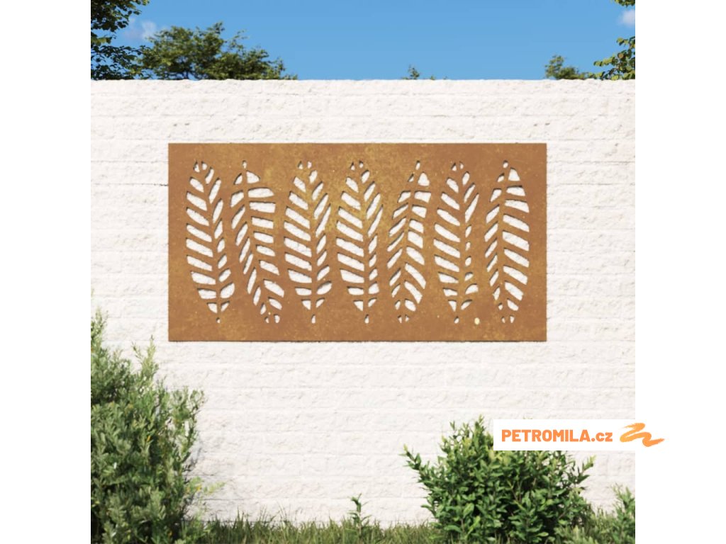 Zahradní nástěnná dekorace 105 x 55 cm cortenová ocel List