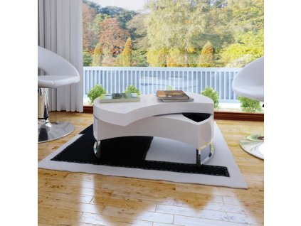 Konferenční stolek nastavitelný bílý s vysokým leskem