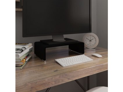 TV stolek / podstavec na monitor černé sklo 40x25x11 cm